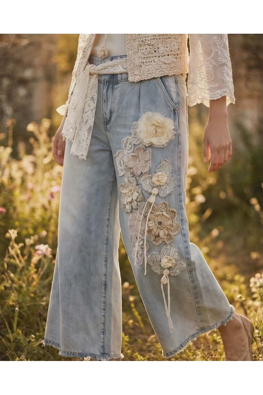 Boho Flower Jeans