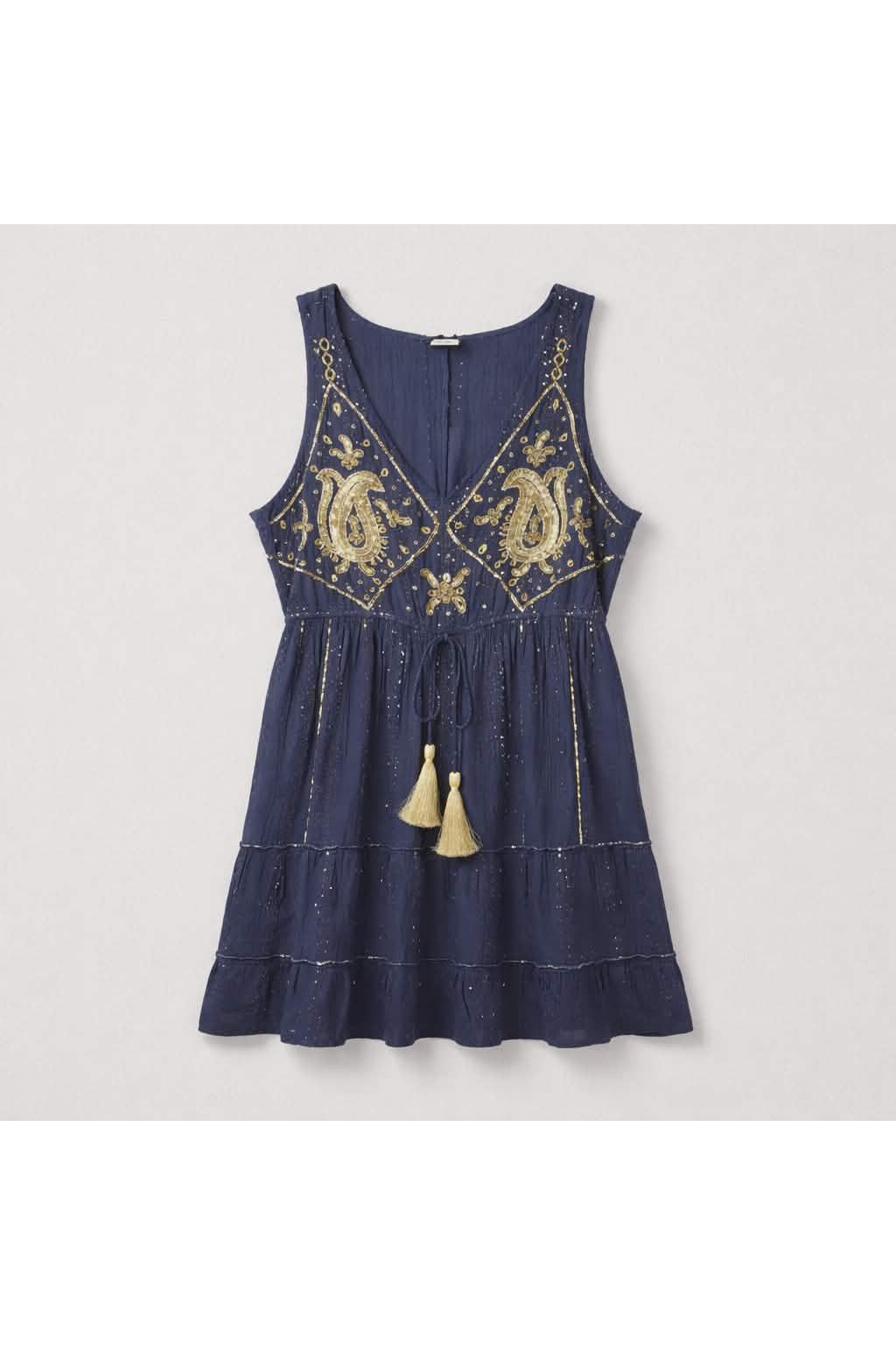 Korte boho jurk met gouden details
