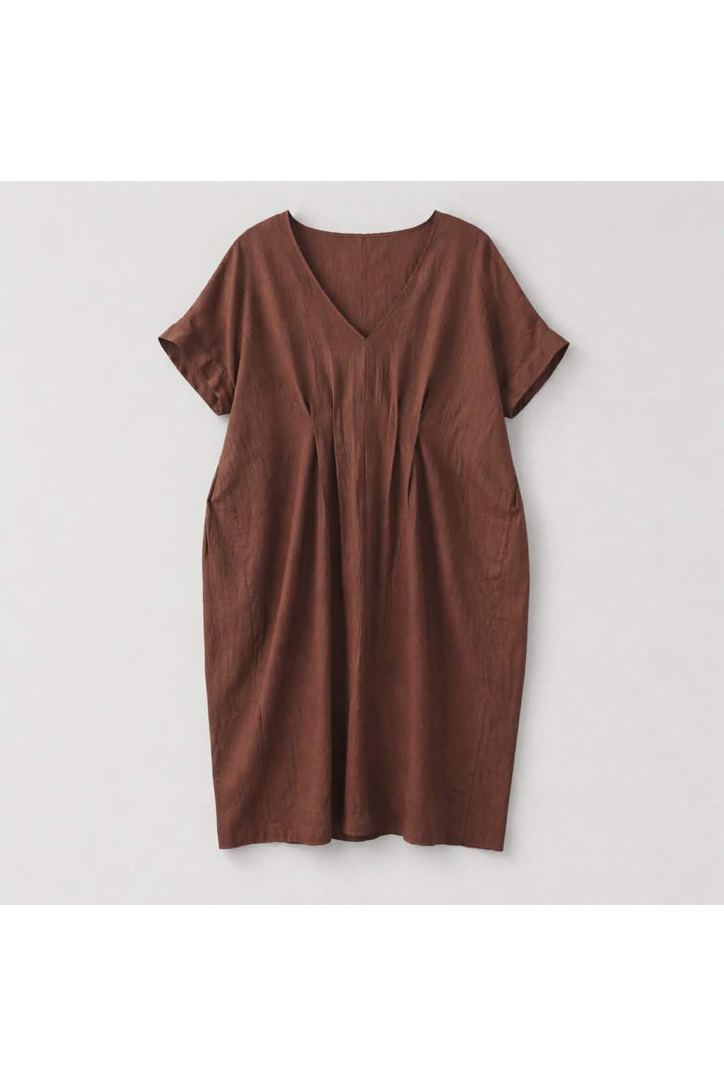 Lange Jurk met Geplooide Buste Details Bruin