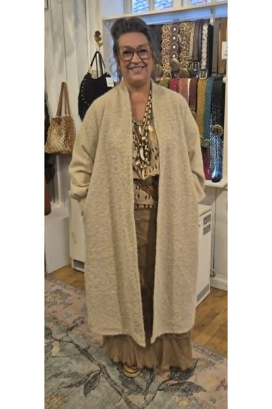 Lange Mantel Beige chiné