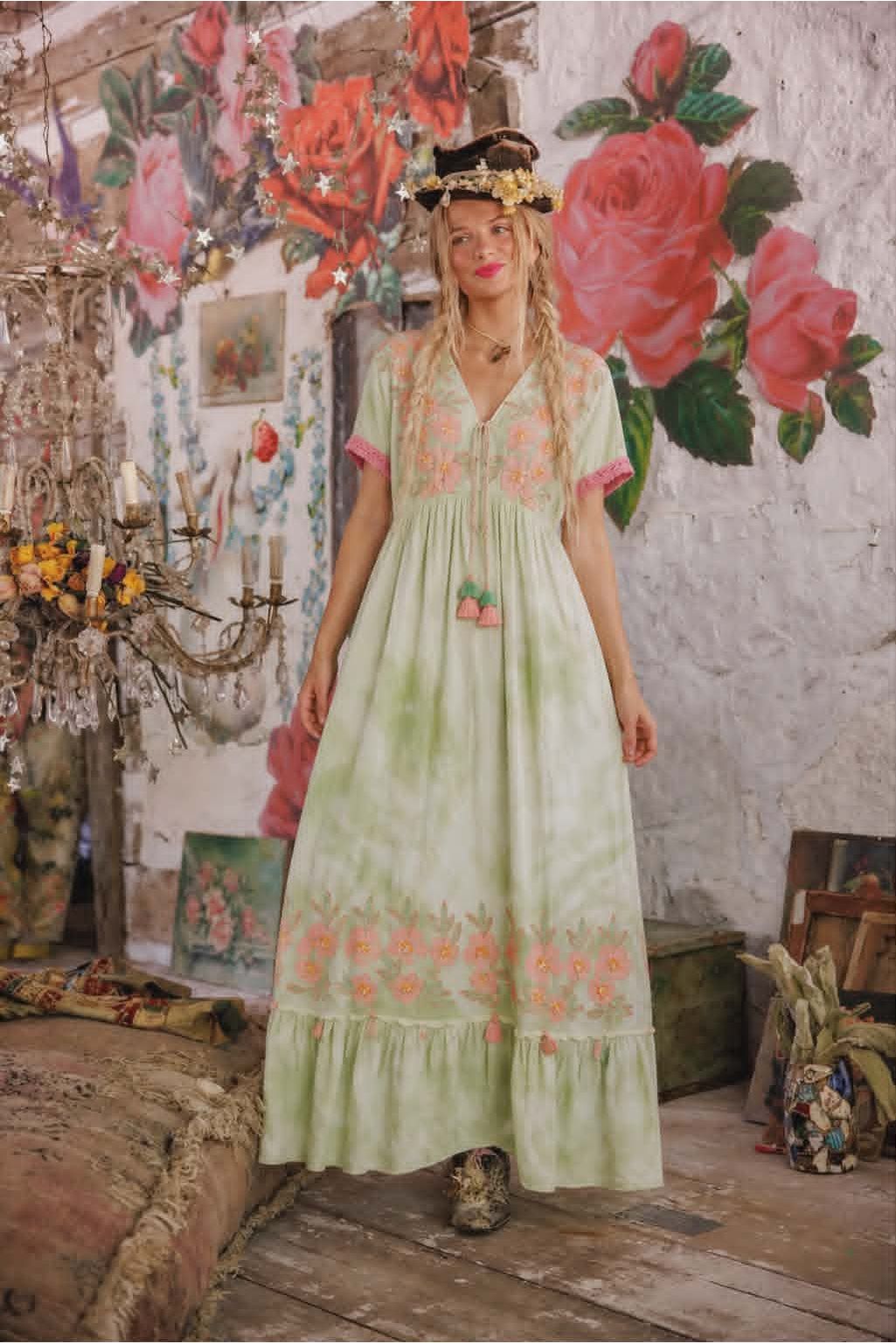 Blooming boho dress groen