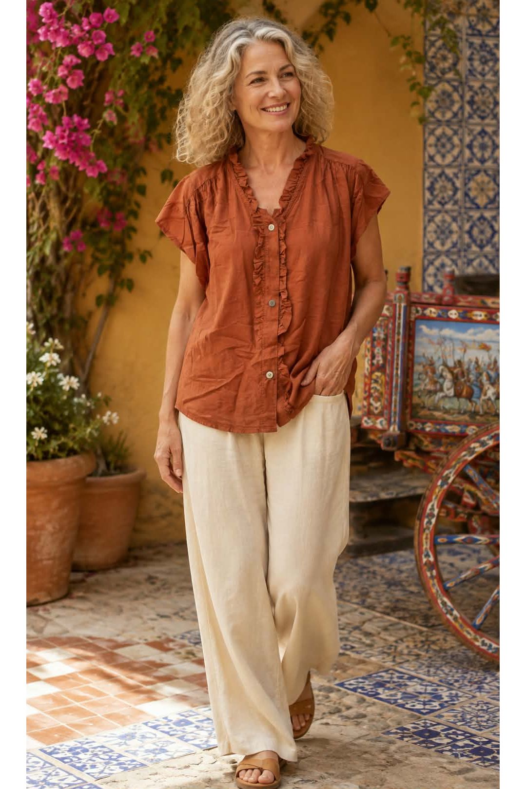 Boho ruffle bloes Roest