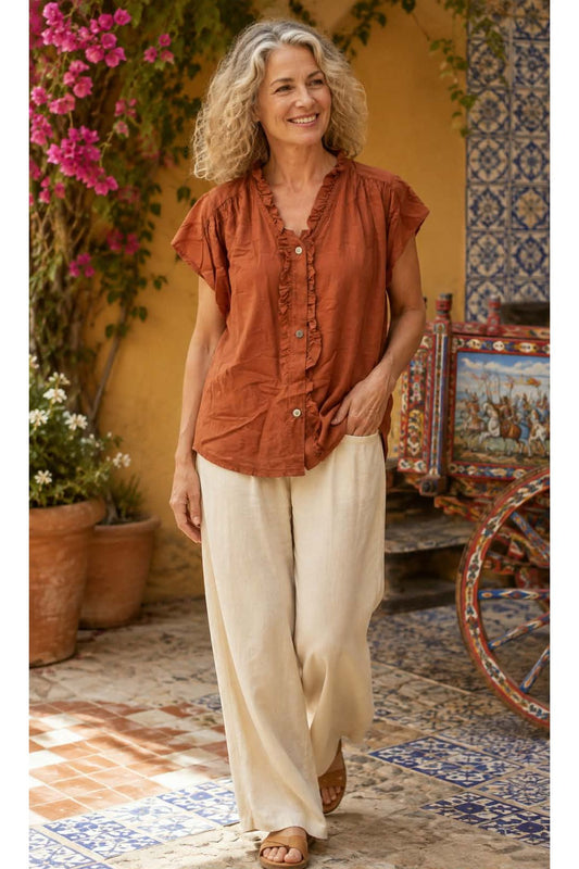 Boho ruffle bloes Roest