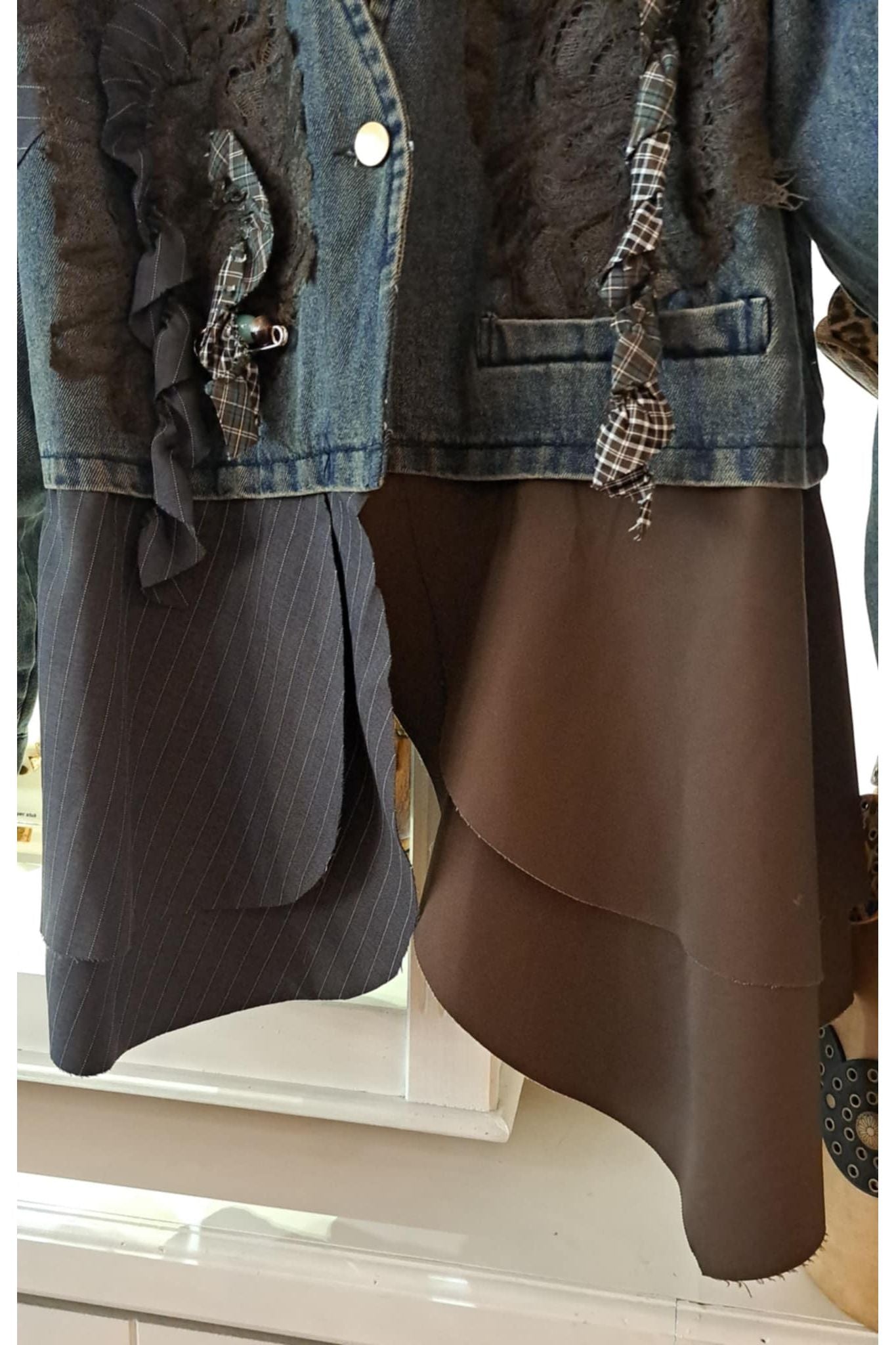 Denim mix jas "Art Patch"