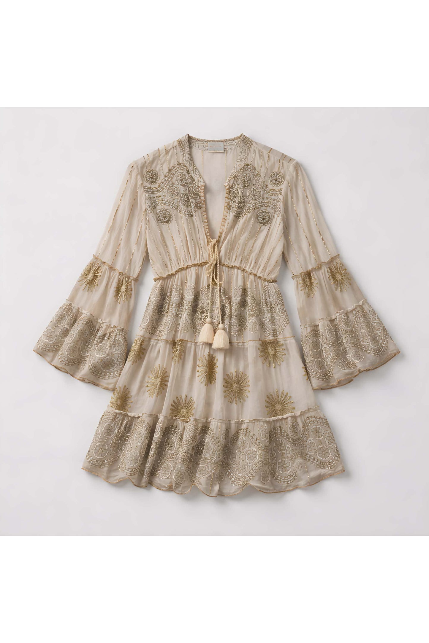 Boho Gold Detail Dress Kort