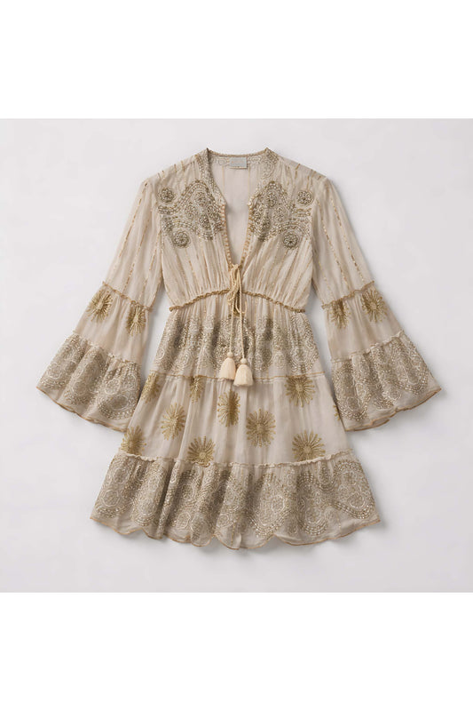 Boho Gold Detail Dress Kort