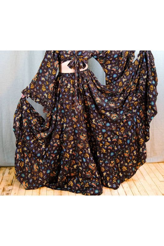 Boho silk maxi rok Bruin