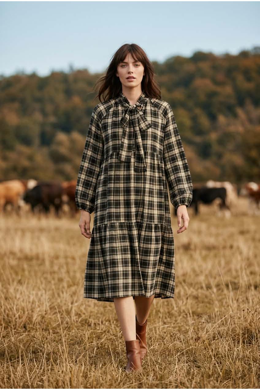 Country Check Boho Dress