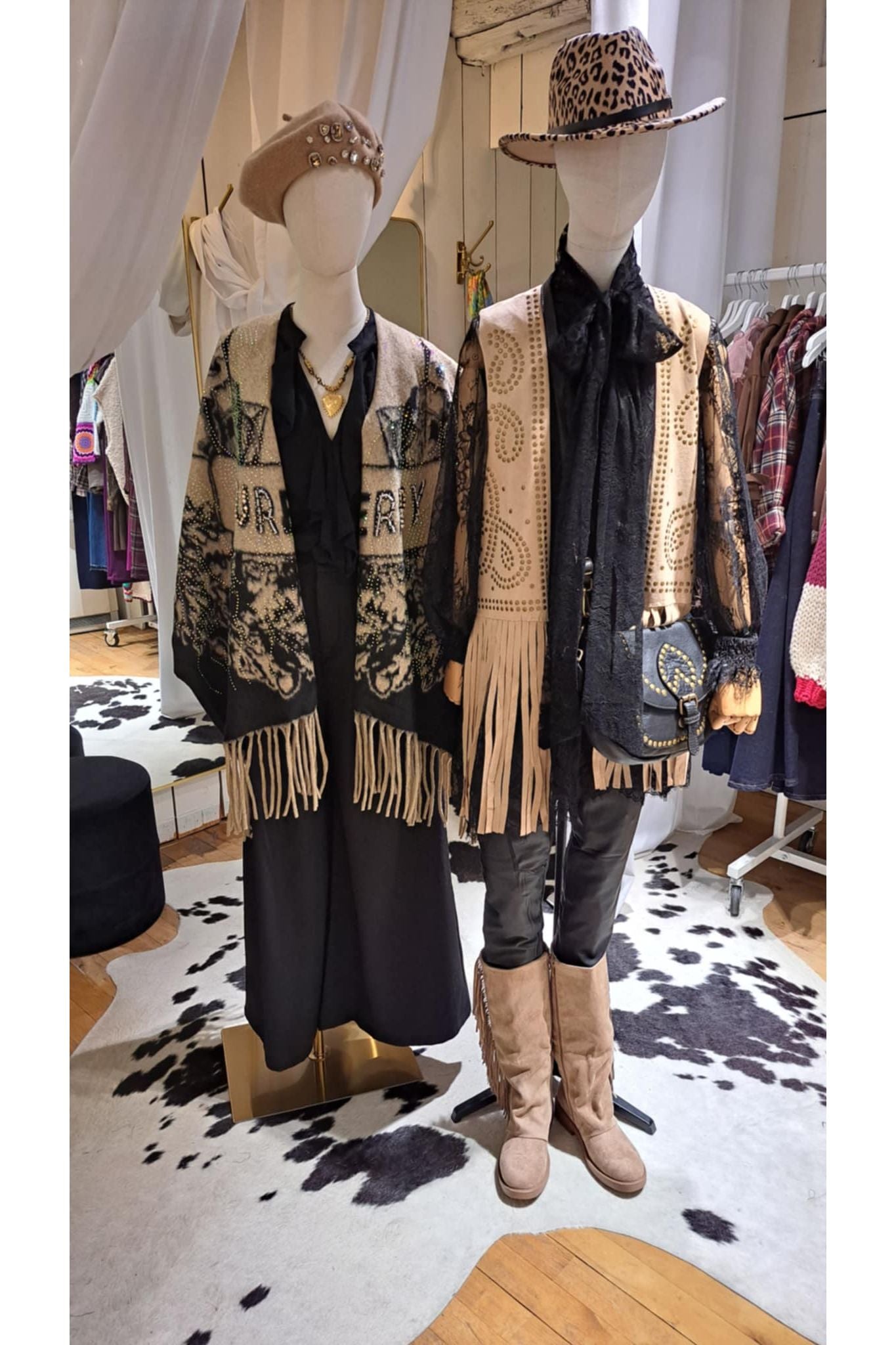 Gilet Boho Fringe Naturel