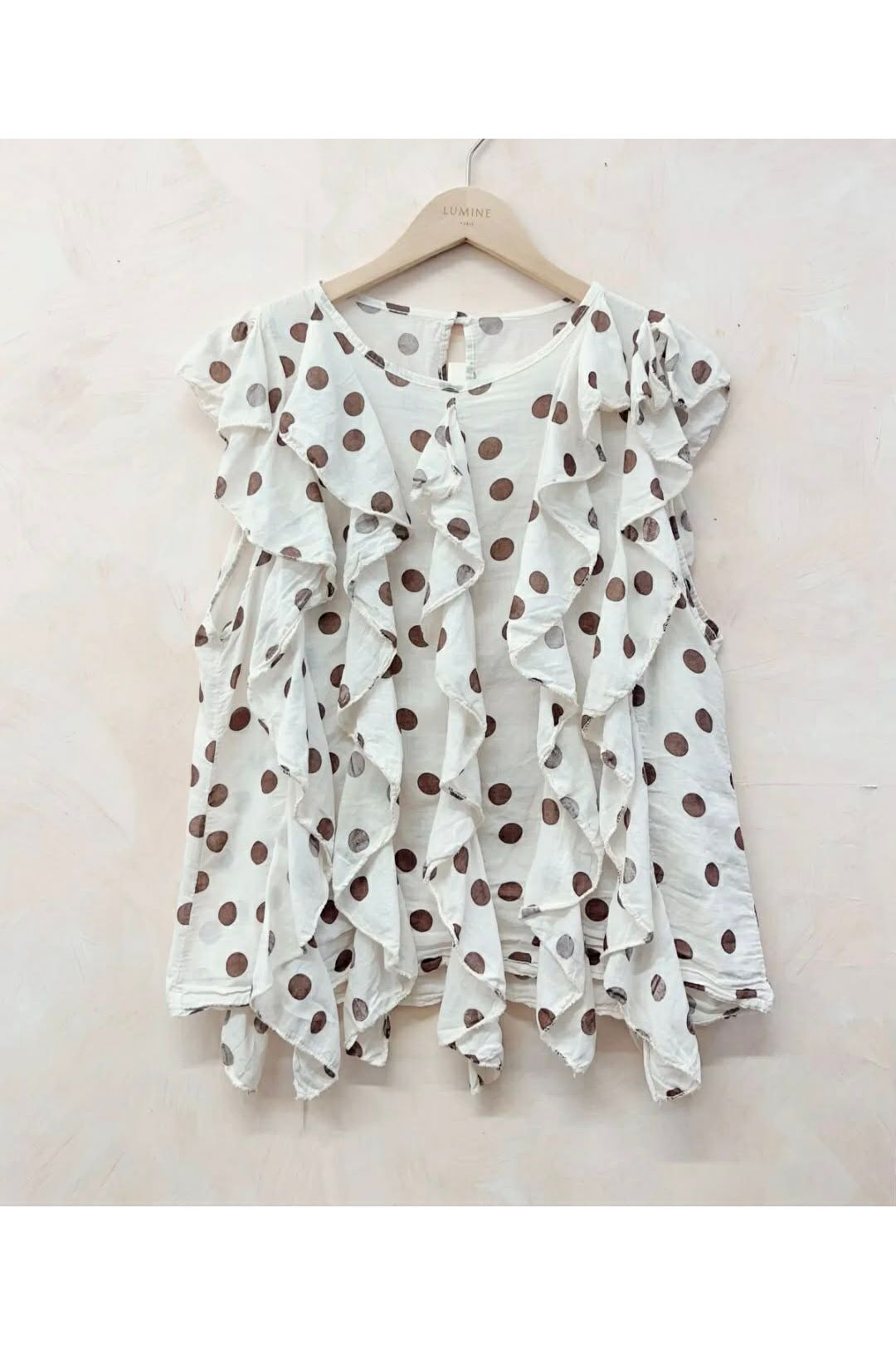 Top Ruffle Dots Marron