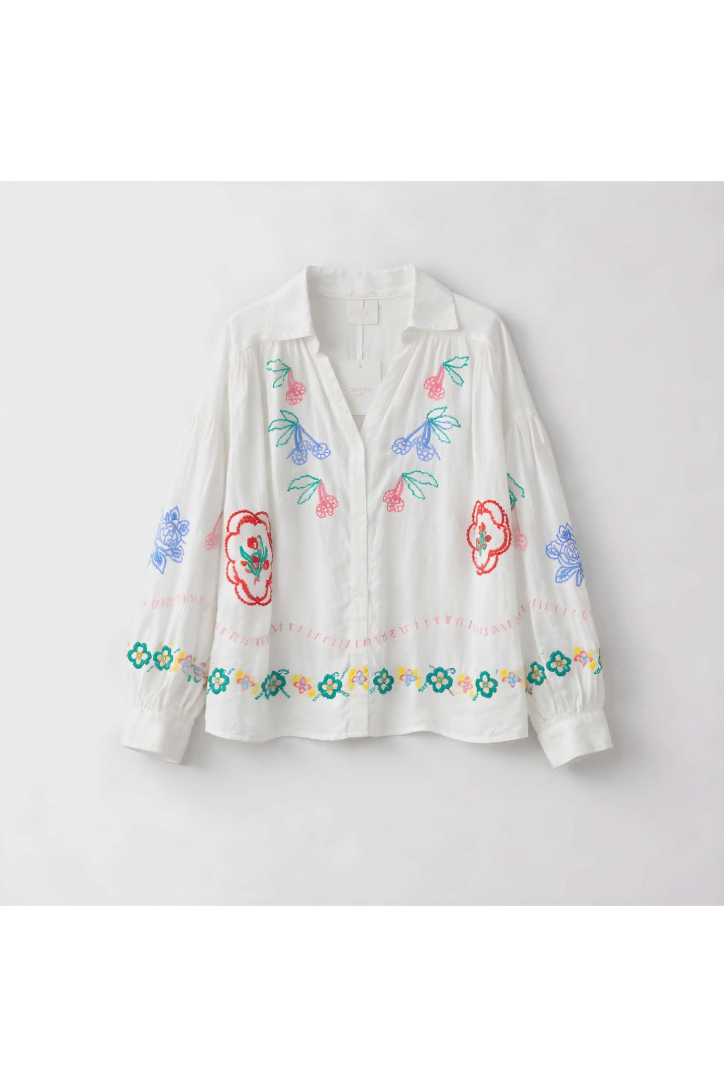 Geborduurde bohemian bloes met bloemen