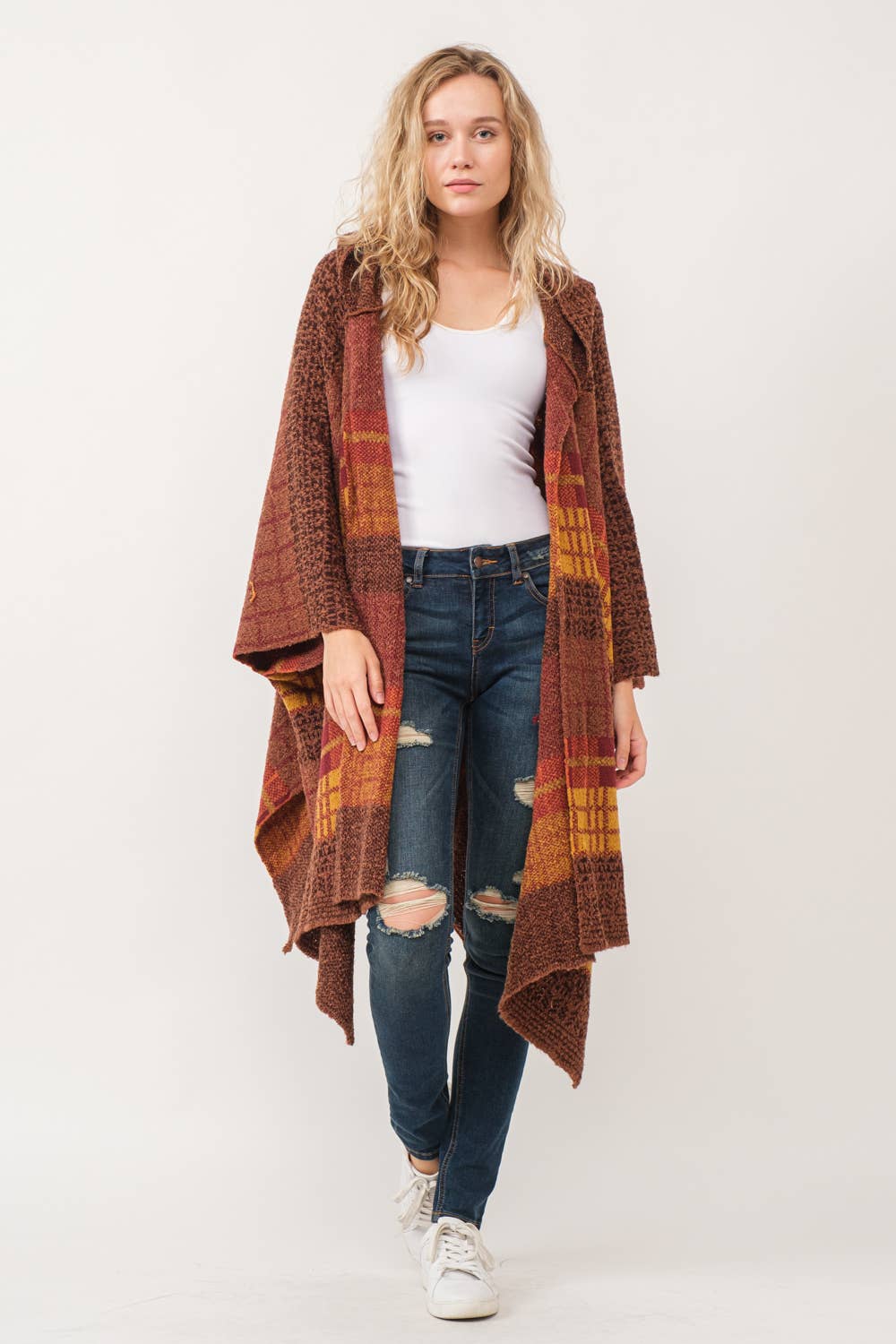 Poncho met  Capuchon: Sienna Brown