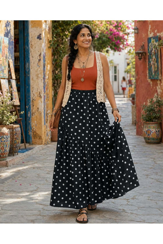 Maxirok Polka Love Zwart