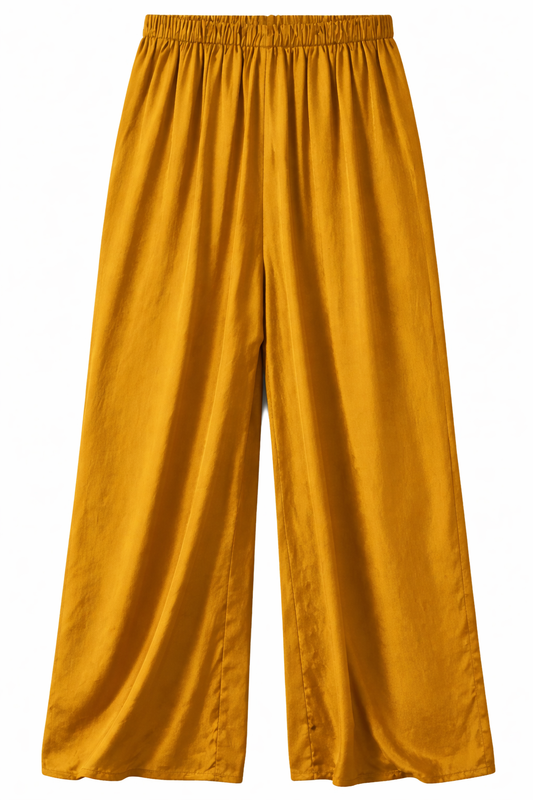 Satijnen broek mosterdgeel