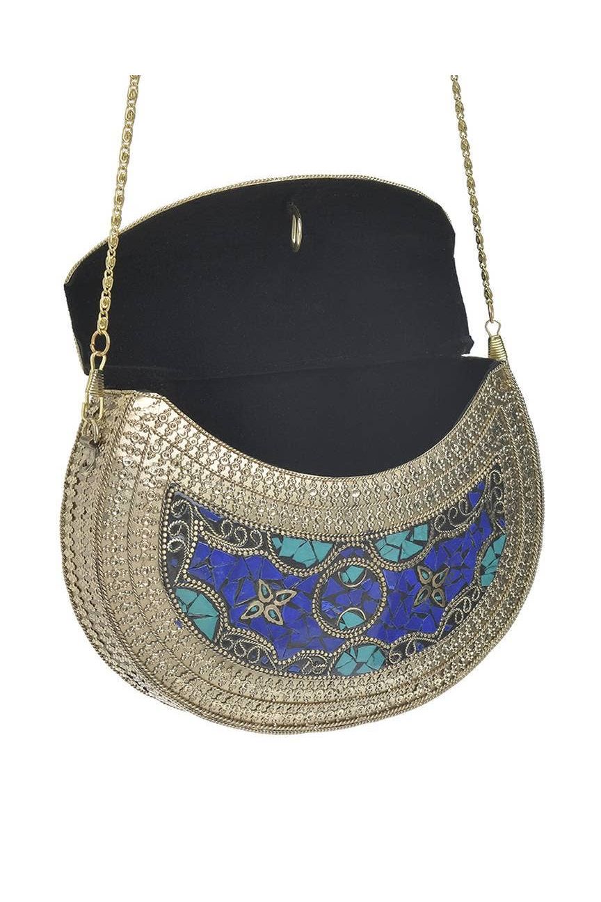 Metallic Mini Tas Goud Blauw/Groen