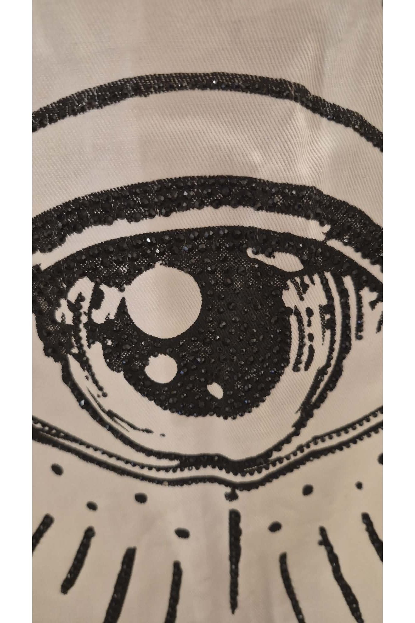 Boho gilet met eye print – off white/zwart