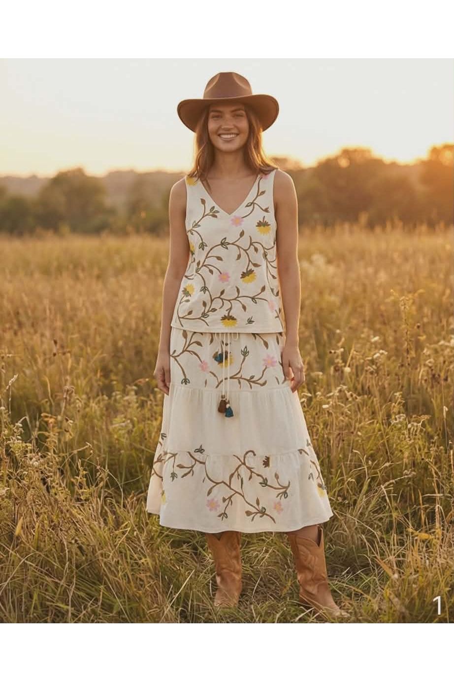 Boho top geborduurd