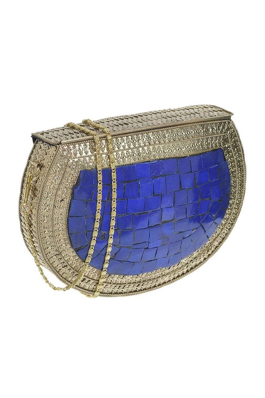 Metallic Mini Tas Goud Blauw/Groen