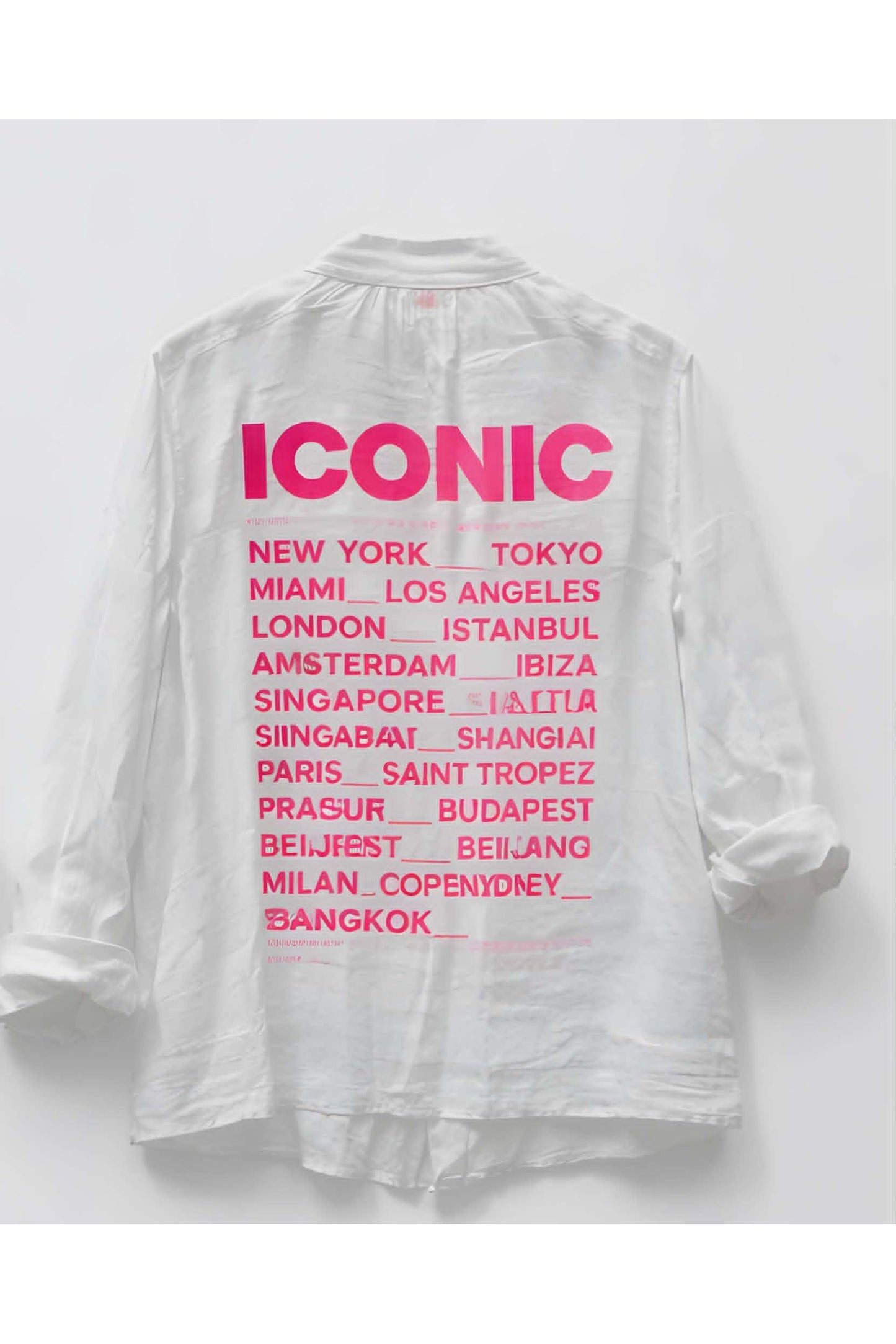 Witte katoenen bloes ICONIC roze