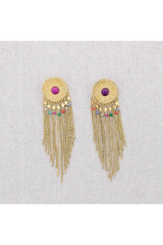 Oorbellen met kettingen Paars