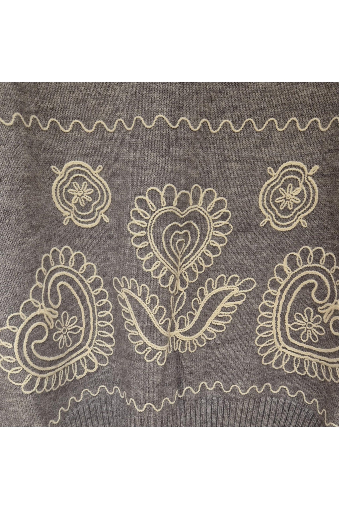 Gebreide Pull met Borduursels Grijs