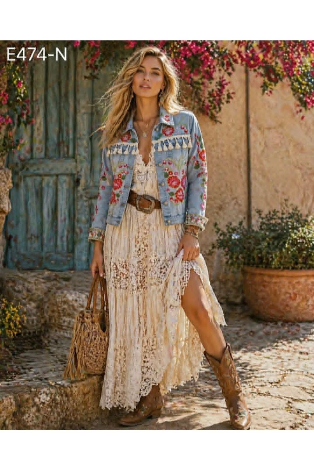 Boho Bloom Denim Jacket