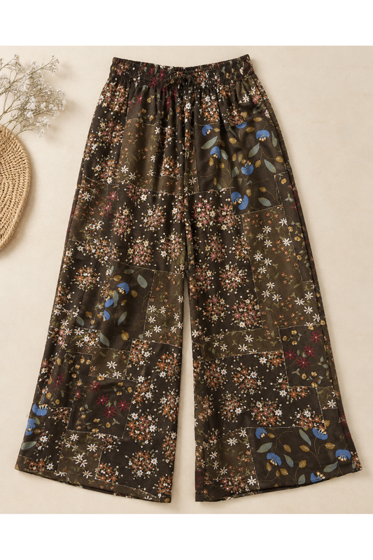 Boho Patchwork Broek – Brown Floral