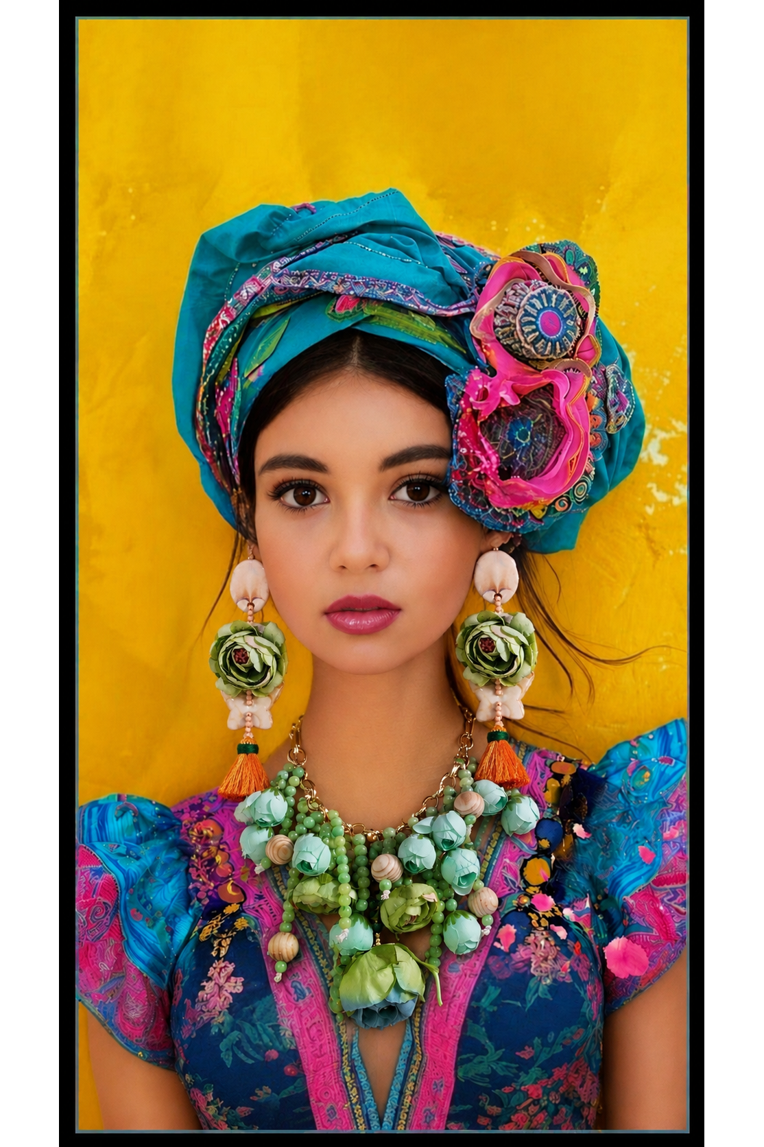 Bohemian Flower Statement Ketting Groen