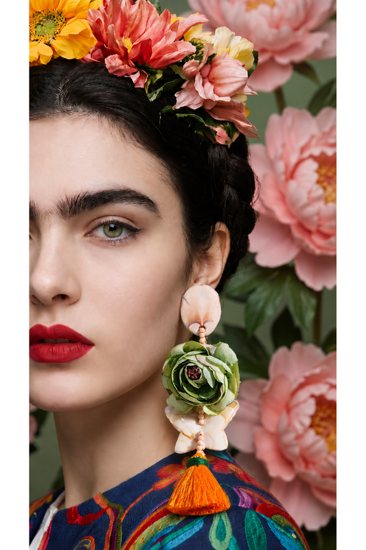 Boho Flower Tassel Oorbellen Groen