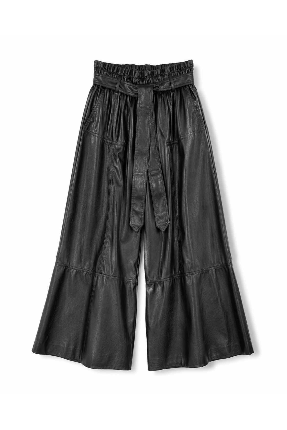 Boho Leather Flow Pants Zwart