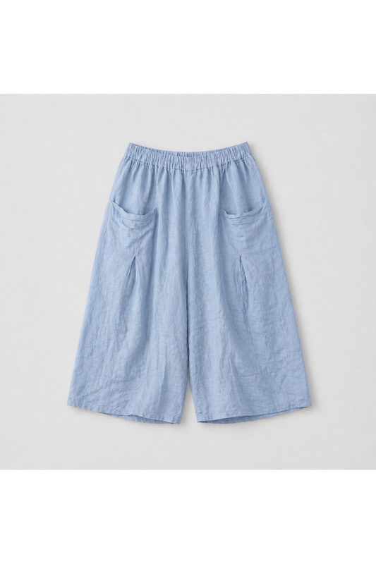 Linnen broek met grote zakken Licht Blauw