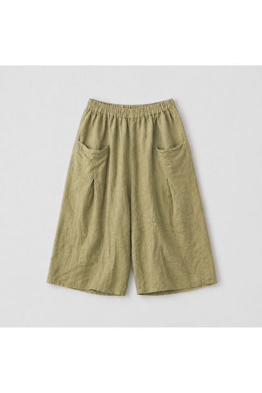 Linnen broek met grote zakken Kaki