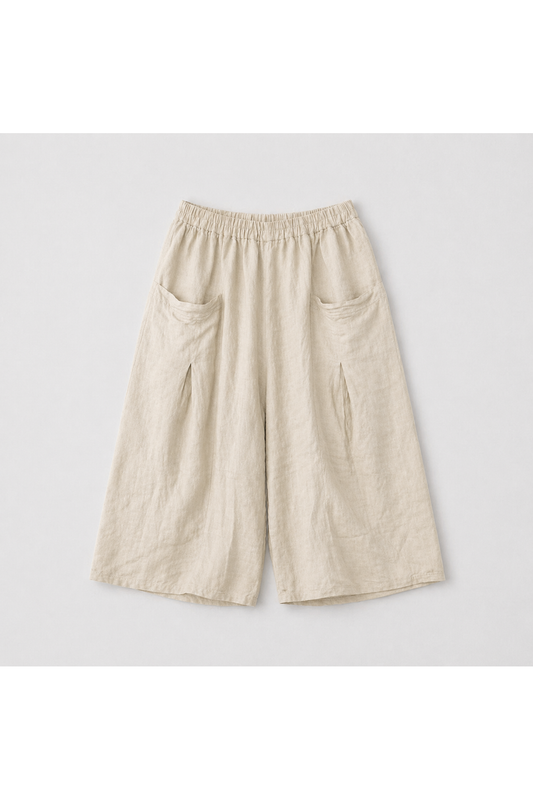 Linnen broek met grote zakken Ecru