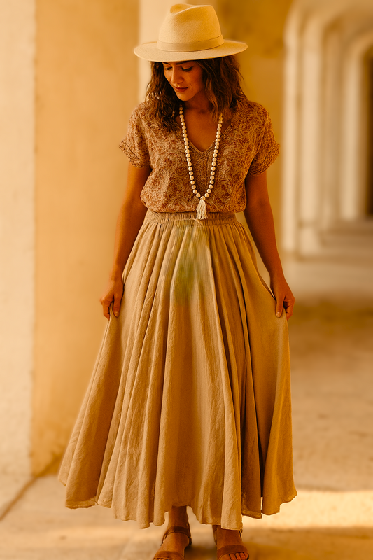 Rok katoen Licht Camel