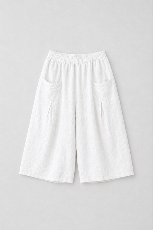 Linnen broek met grote zakken Wit
