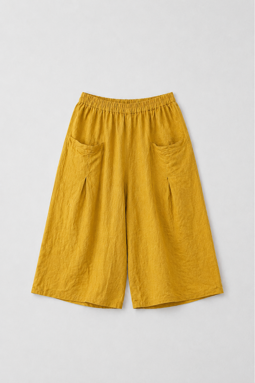 Linnen broek met grote zakken Okergeel