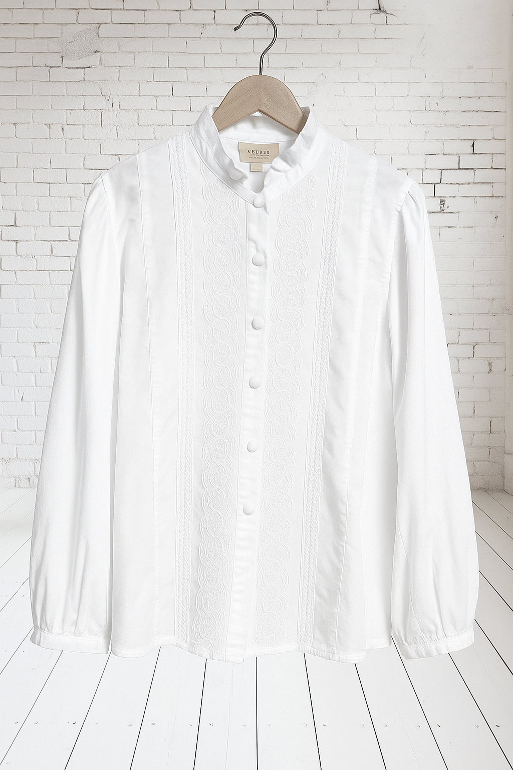 Witte Katoenen Blouse met Broderie