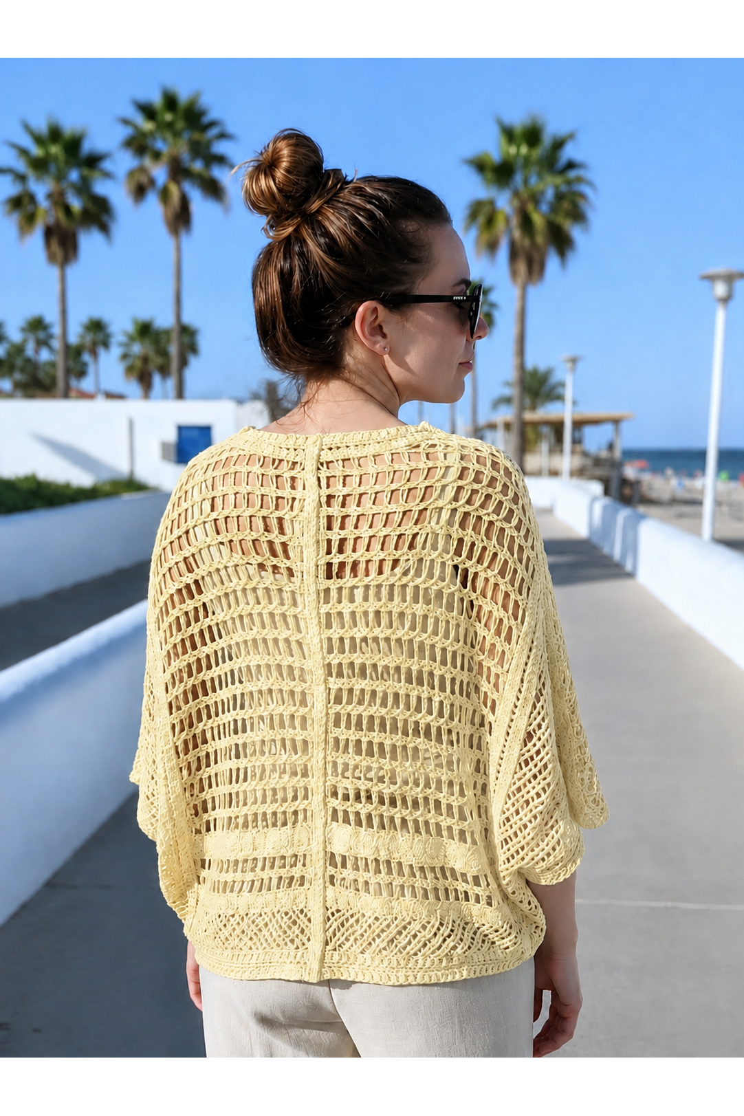 Boho Crochet Gilet Geel