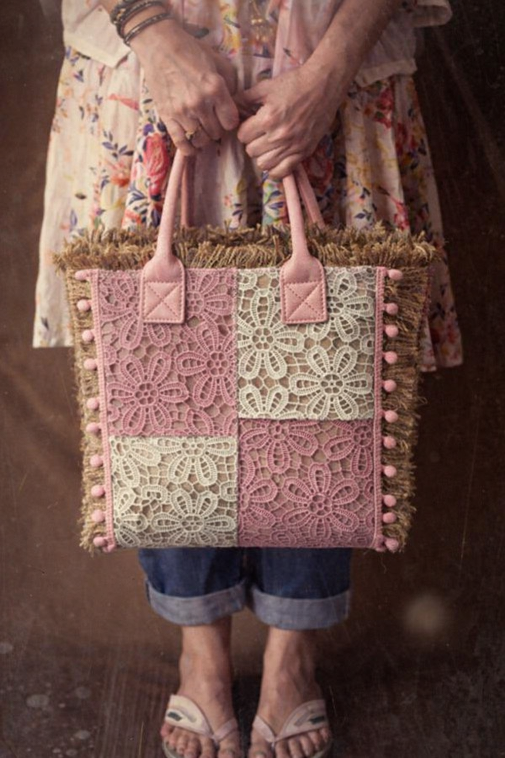 Boho Lace Handbag Roze