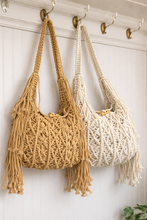 Boho Macramé Schoudertas Off White