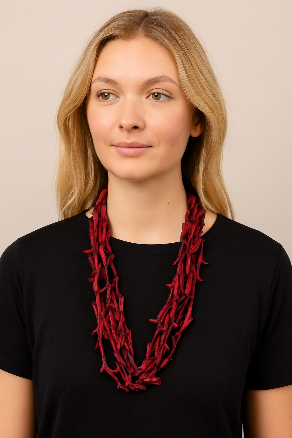 Lange ketting met kwastjes in stof