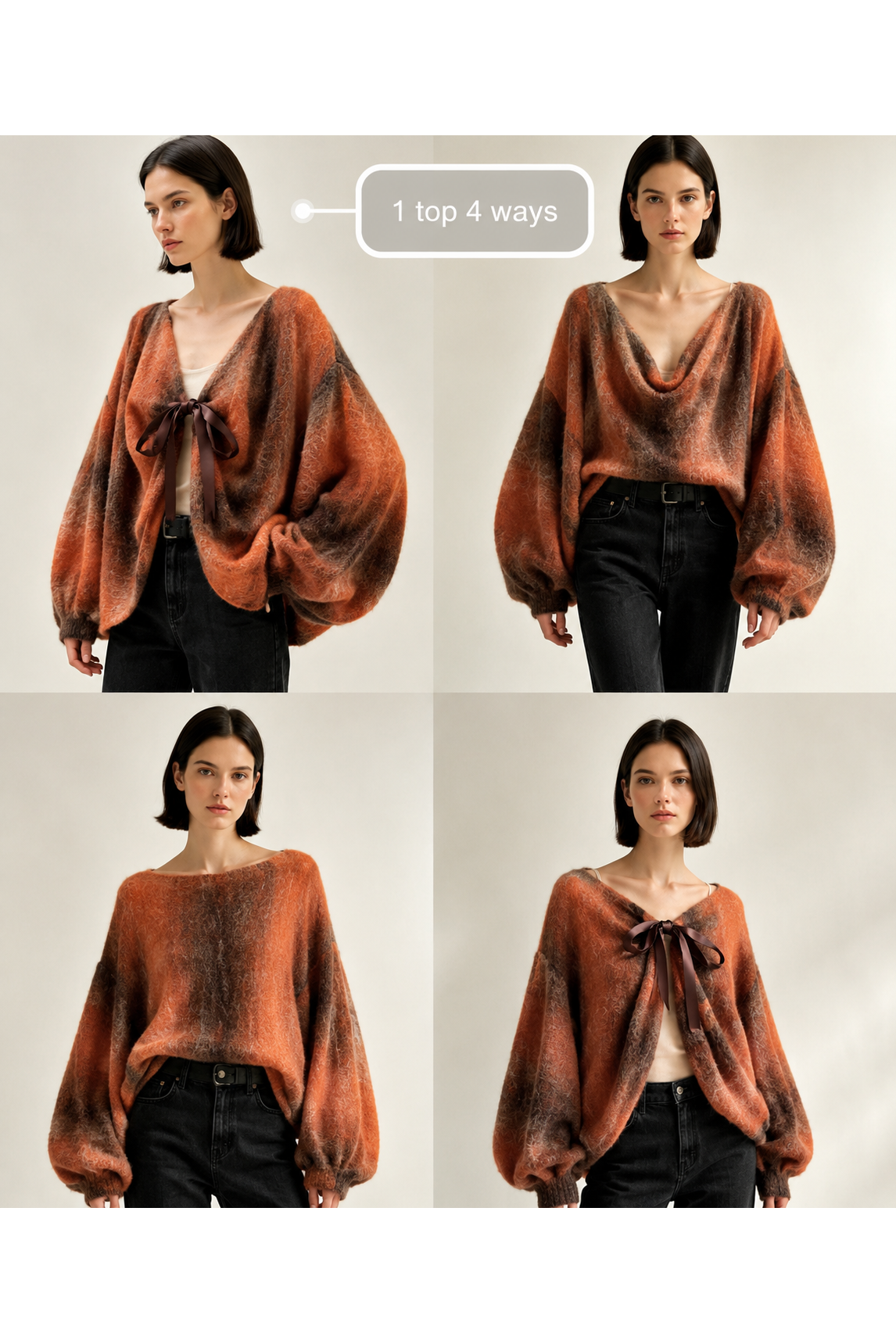 Bow & Drap Knit Roest Coffee