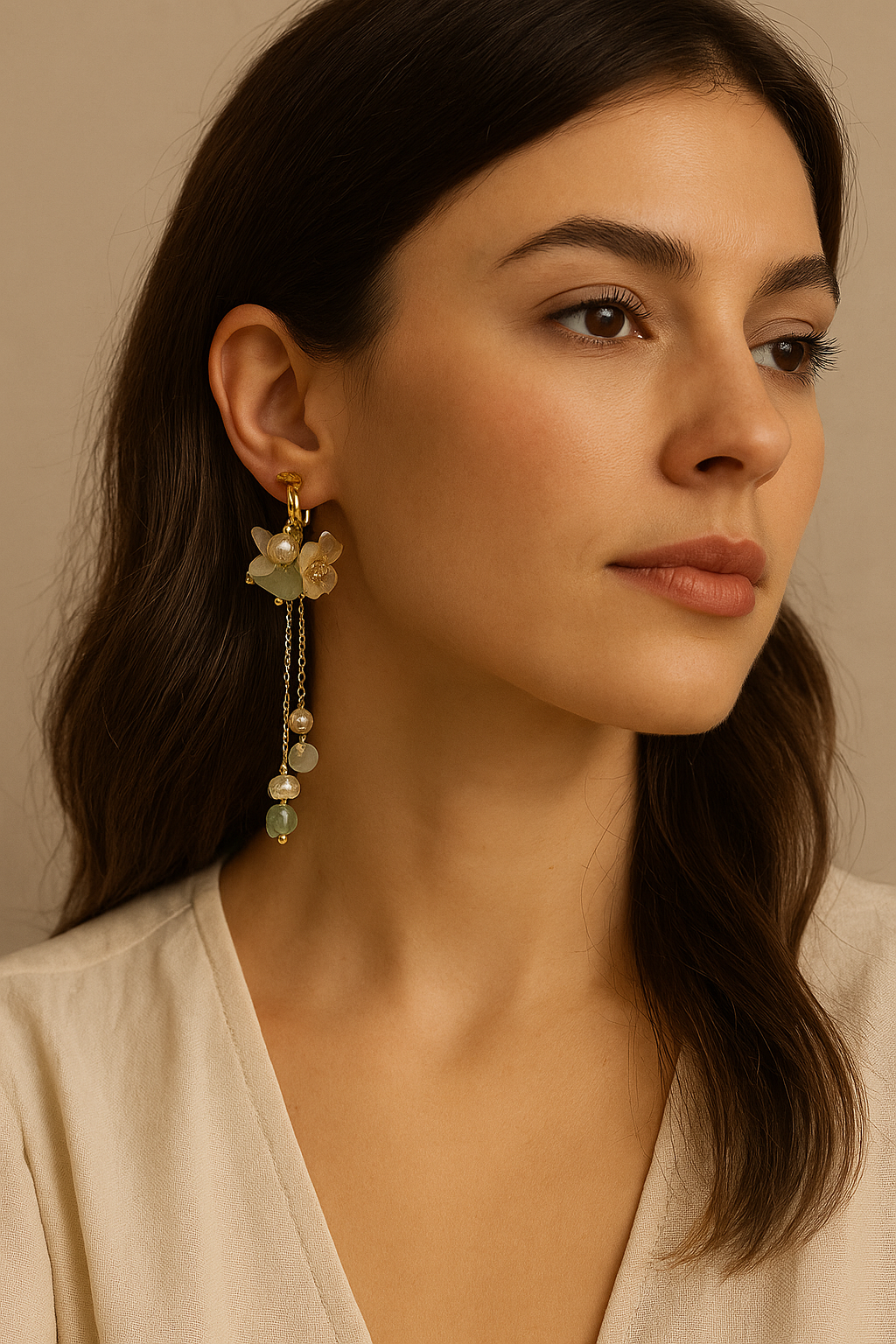 Gold Floral Dangle Oorbellen