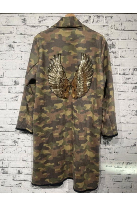 Camo Vest met Gouden Engelvleugels