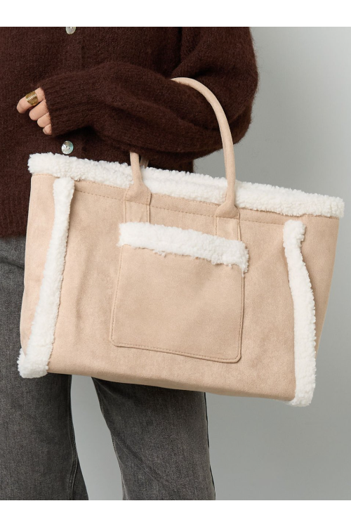Boho Teddy Tote Beige