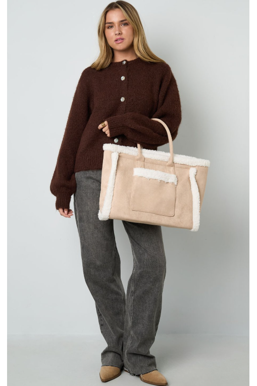 Boho Teddy Tote Beige