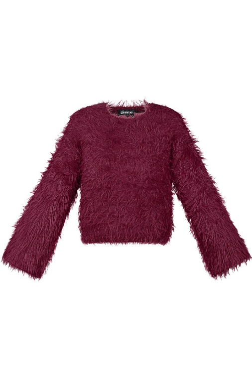 Fluffy knit Wijnrood