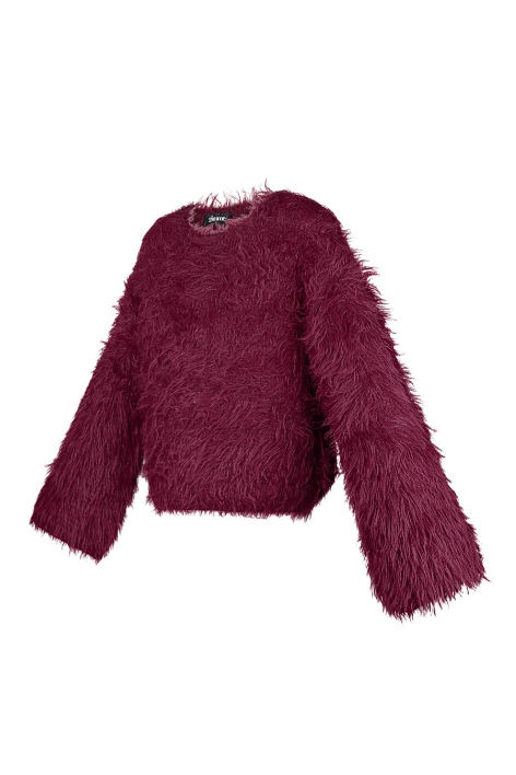 Fluffy knit Wijnrood