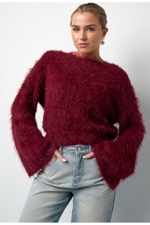 Fluffy knit Wijnrood