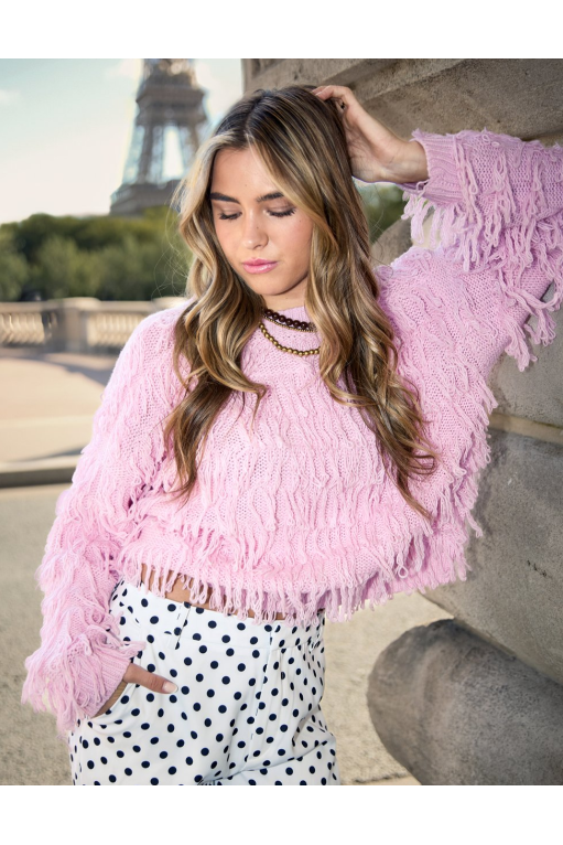 Fringe Knit Baby Pink